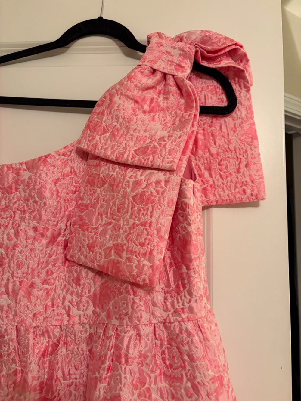 Pink One-Shoulder Maxi Dress with Bow Detail - Picture 2 of 6